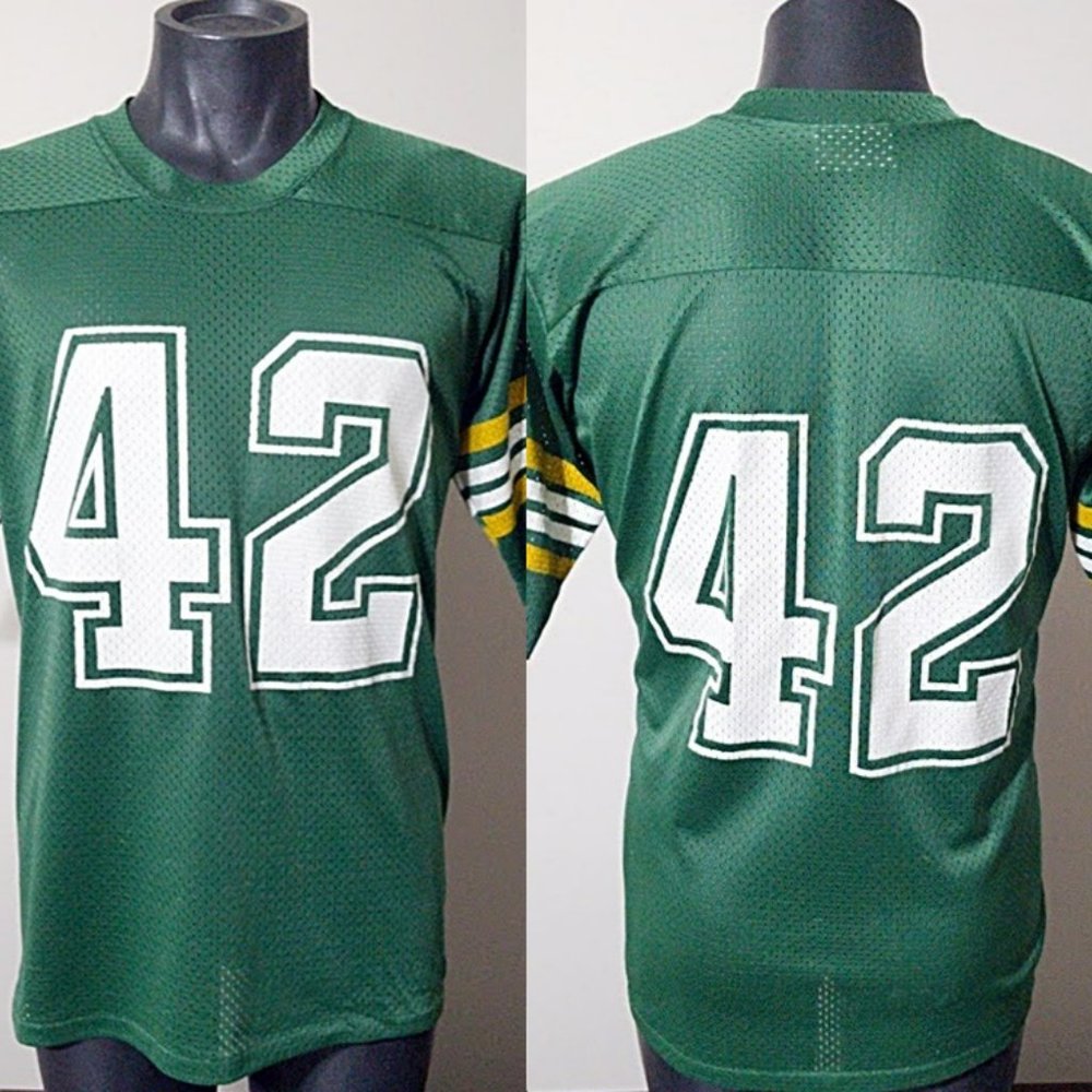 Vintage Athletic Knit Green & Gold Packers Style Mesh Football Jersey #42 Large